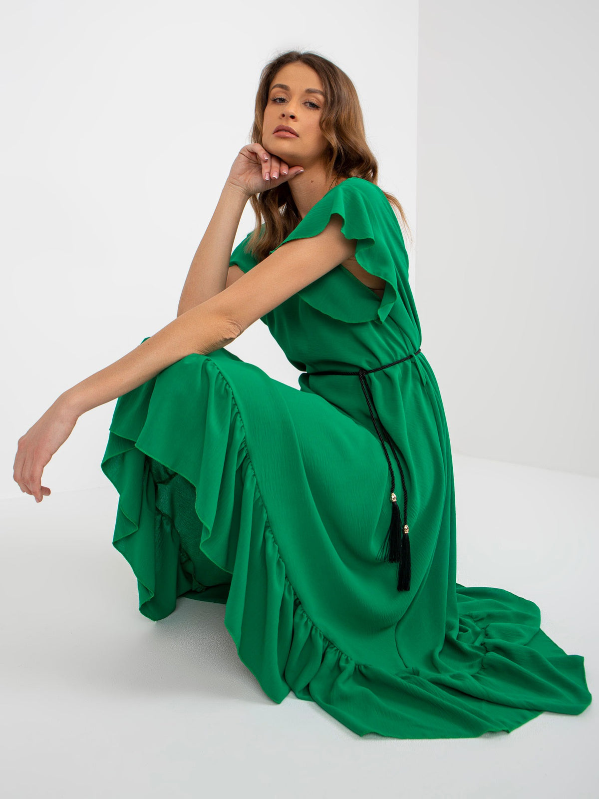 Green Dress With Ruffles