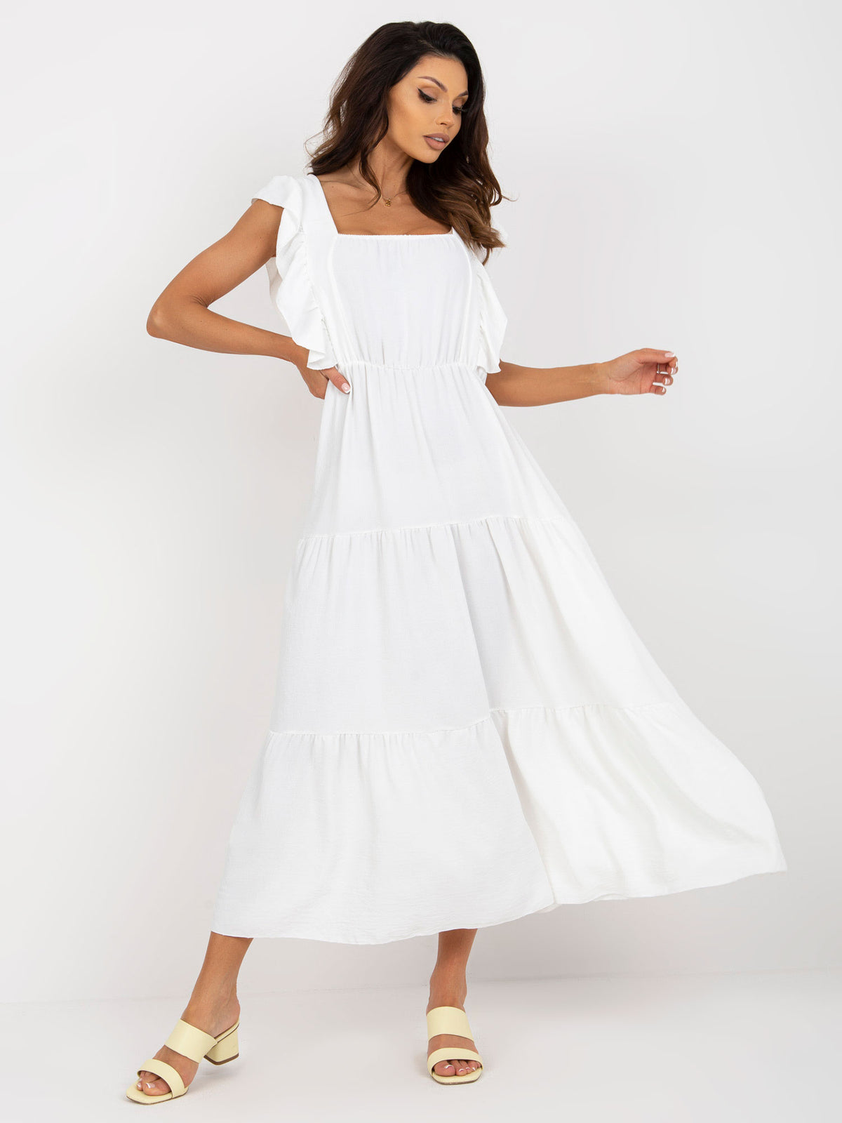 White Dress With Ruffles