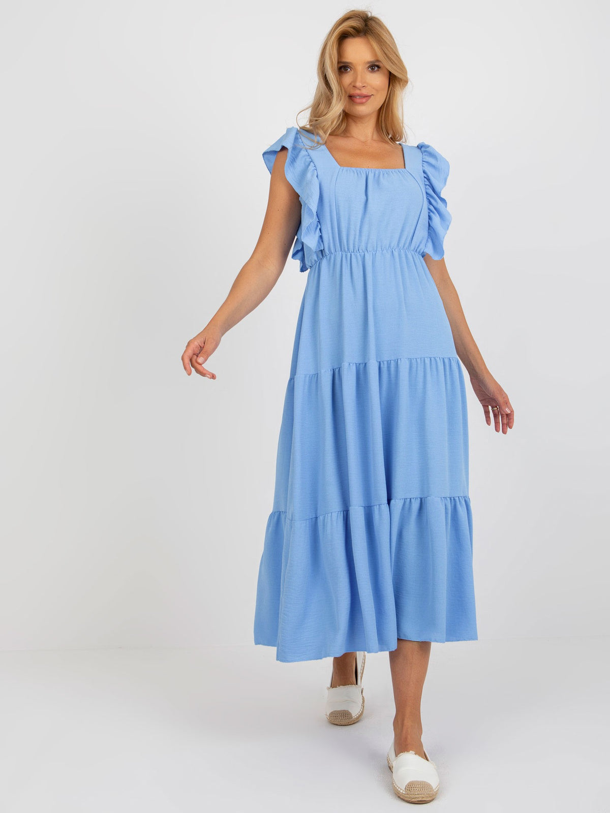 Light Bue Dress With Ruffles