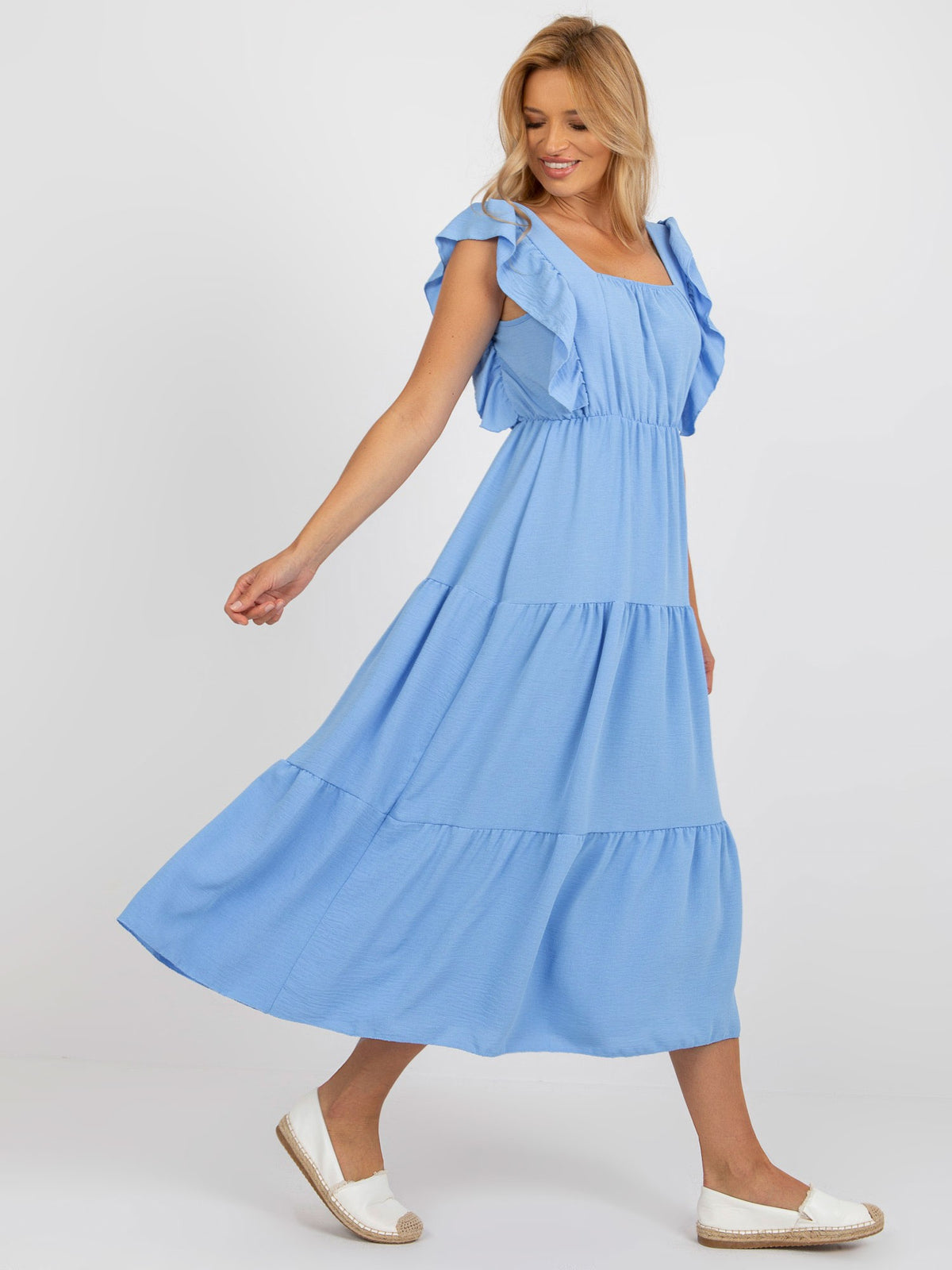 Light Bue Dress With Ruffles