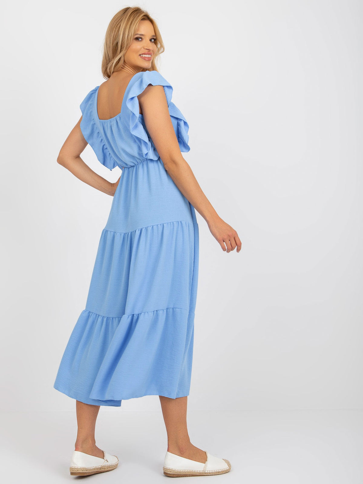 Light Bue Dress With Ruffles